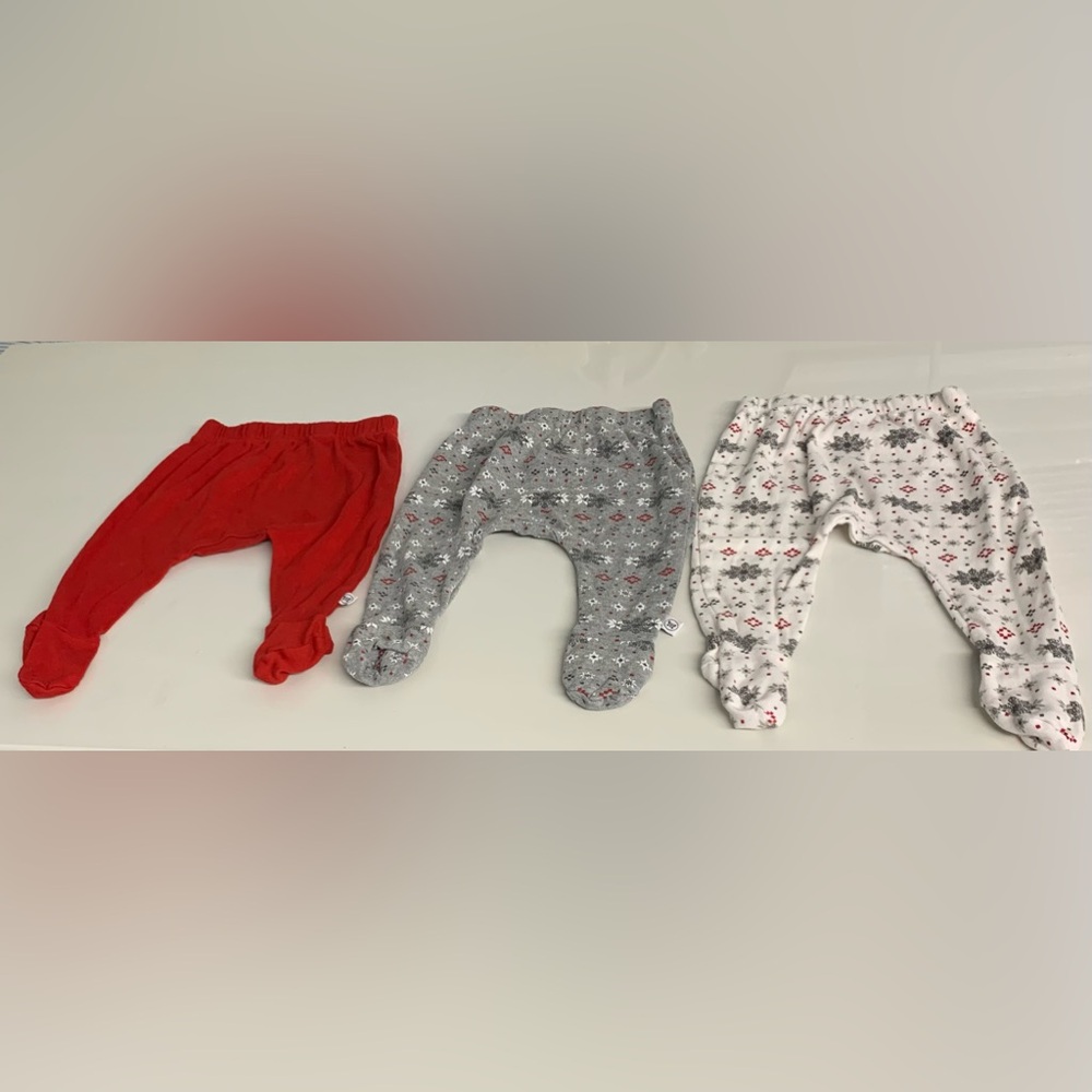 Honest Baby Clothing Footed Pants Set of 3 Sz 0-3 M